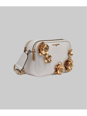 NWT Karl Lagerfeld Maybelle Floral Crossbody Camera Bag Modern White Gold